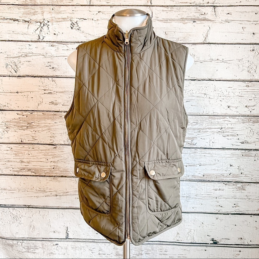 Green Sherpa fleece reversible vest